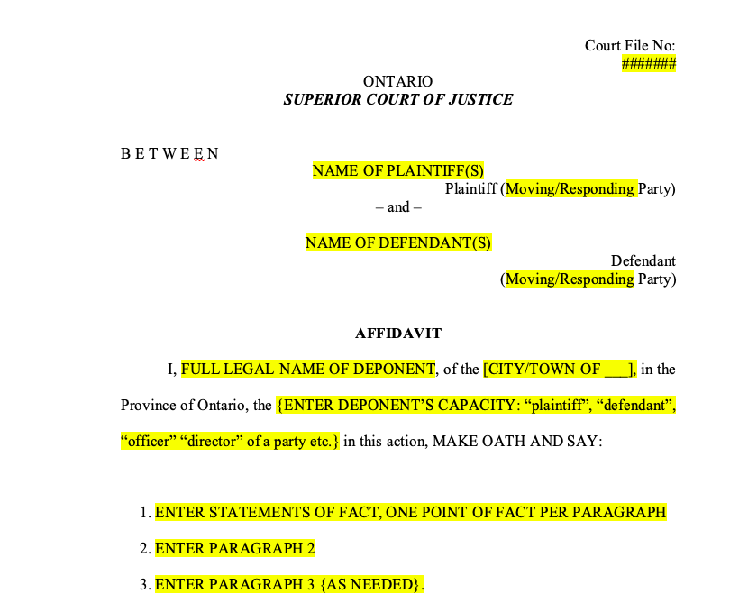 Affidavit Template Word Affidavit Template Word